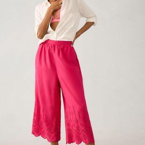 Brand New By Anthropologie Wide-Leg Eyelet Crop Pants